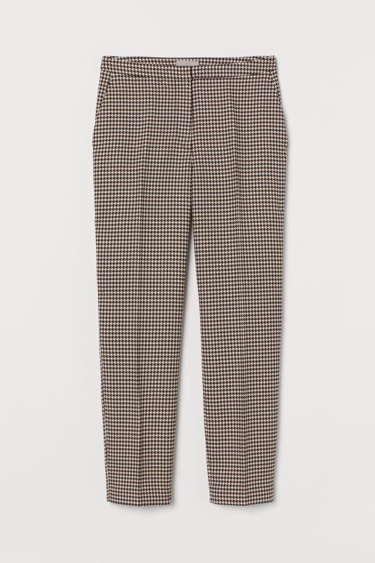Ankle-length slacks in woven fabric. High waist, zip fly with hook-and-eye fastener, and slim leg... | H&M (US + CA)
