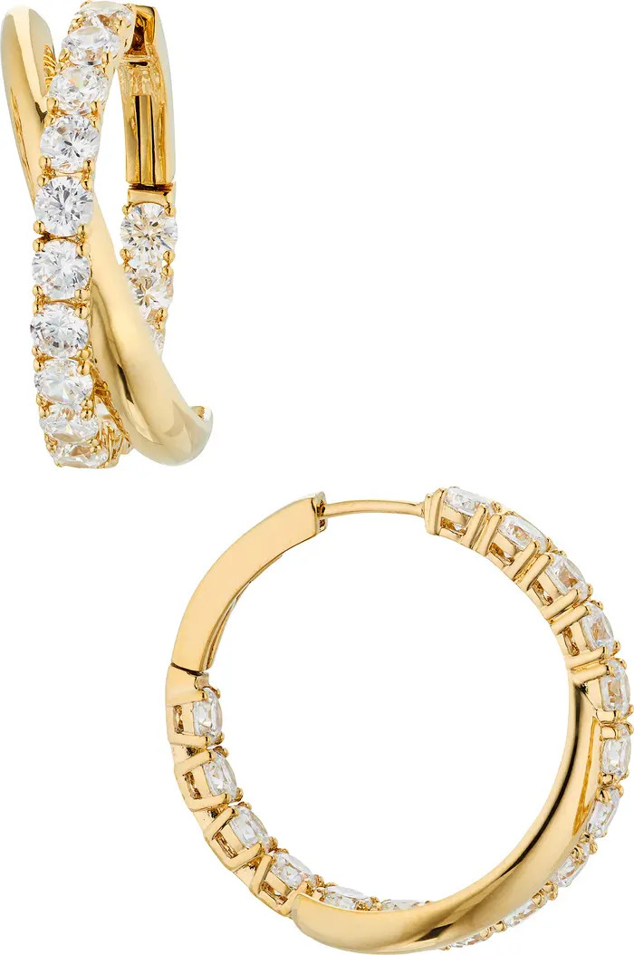 Nadri Twilight Cubic Zirconia Crossover Hoop Earrings | Nordstrom | Nordstrom