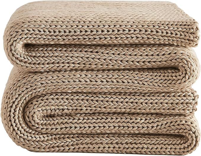 L'AGRATY Knitted Weighted Blanket - 60"x80" 15lbs Cooling Chunky Knit Heavy Blanket for Adults Br... | Amazon (US)