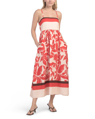 Made In Italy Linen Sleeveless Floral Maxi Dress | TJ Maxx
