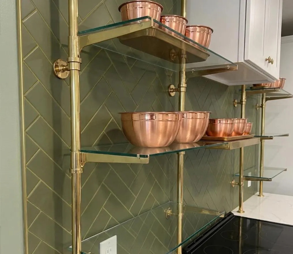 Brass Bistro Shelving, Kitchen Open Shelving, Unlacquered Brass Display Shelving | Etsy (Global)