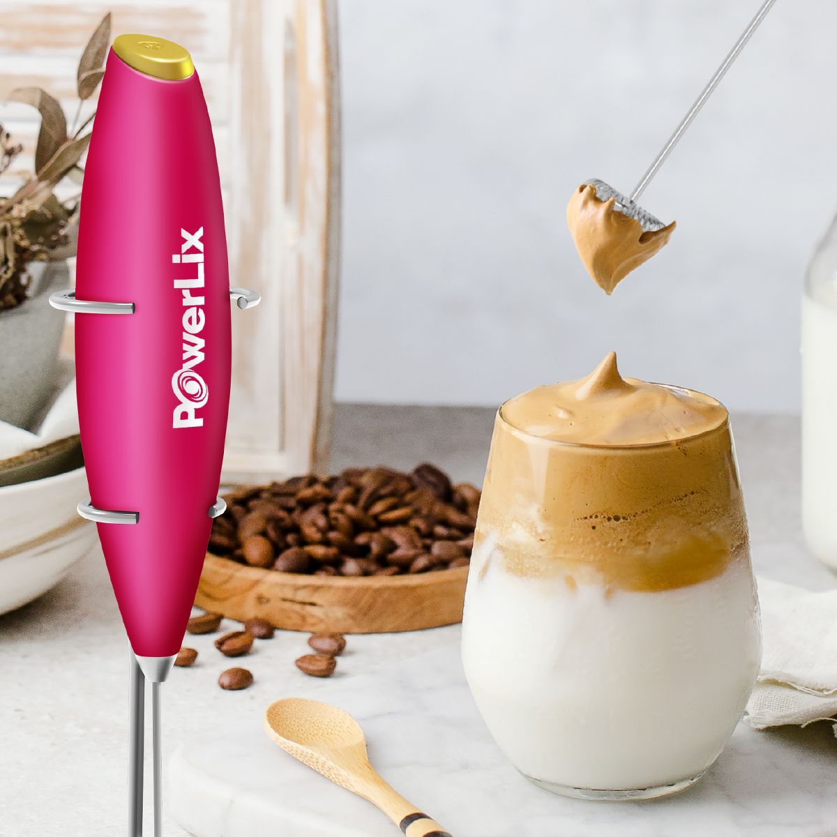 PowerLix Milk Frother Handheld Battery Operated Electric Whisk Foam Maker For Coffee - With Stain... | Target