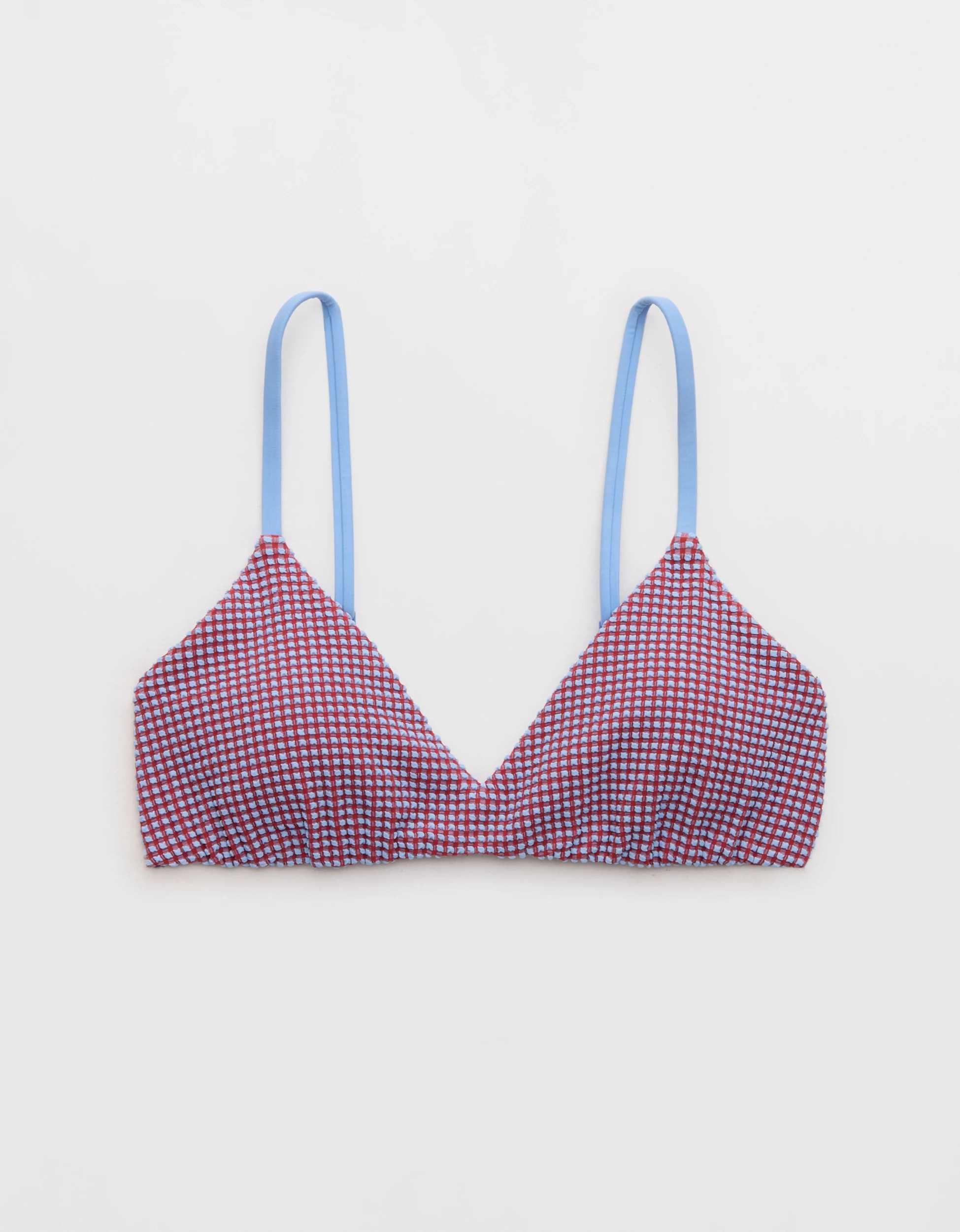 Aerie Gingham Skinny Strap Voop Bikini Top | Aerie