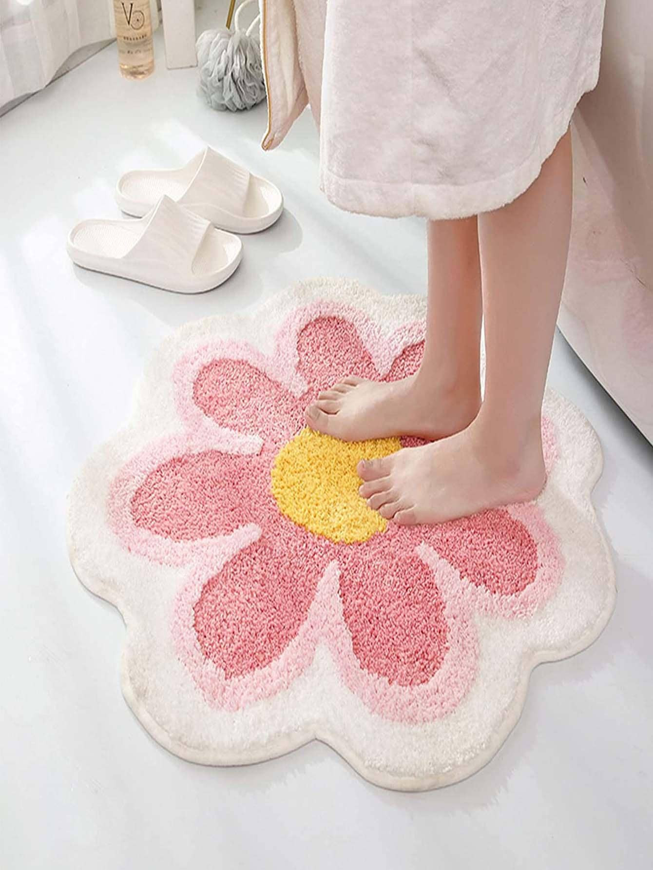Cute Bath Mat, Soft Superfine Fiber Flower Floor Mat Bathroom, Non Slip Water Absorbent Rug Bath ... | SHEIN