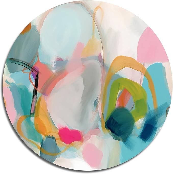 DesignQ Round Metal wall art, Azure Drifts in Minimalism V - Metal Wall Art For Living Room, Roun... | Amazon (US)