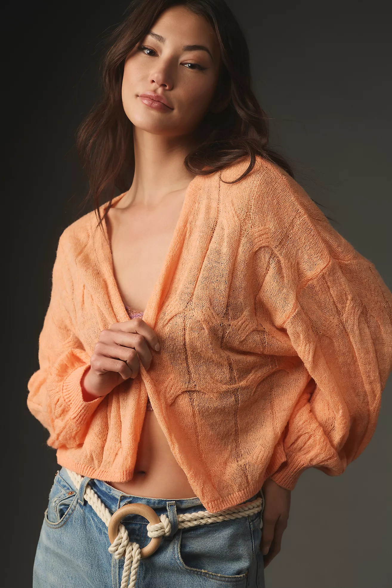 Traffic People Fine-Gauge Cable-Knit Cardigan | Anthropologie (US)