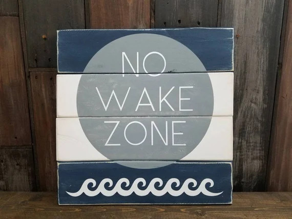 No Wake Zone Sign, Nautical Nursery Decor, Pink Lake House Decor, Baby Girl Room Sign, Distressed... | Etsy (US)