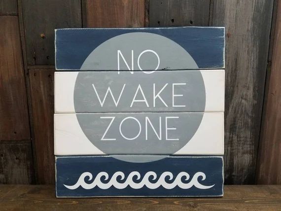 No Wake Zone Sign, Nautical Nursery Decor, Pink Lake House Decor, Baby Girl Room Sign, Distressed... | Etsy (US)