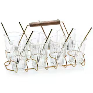 8-Piece Glass and Metal Entertaining Set with Caddy and Individual Serving Spoons | The Home Depot