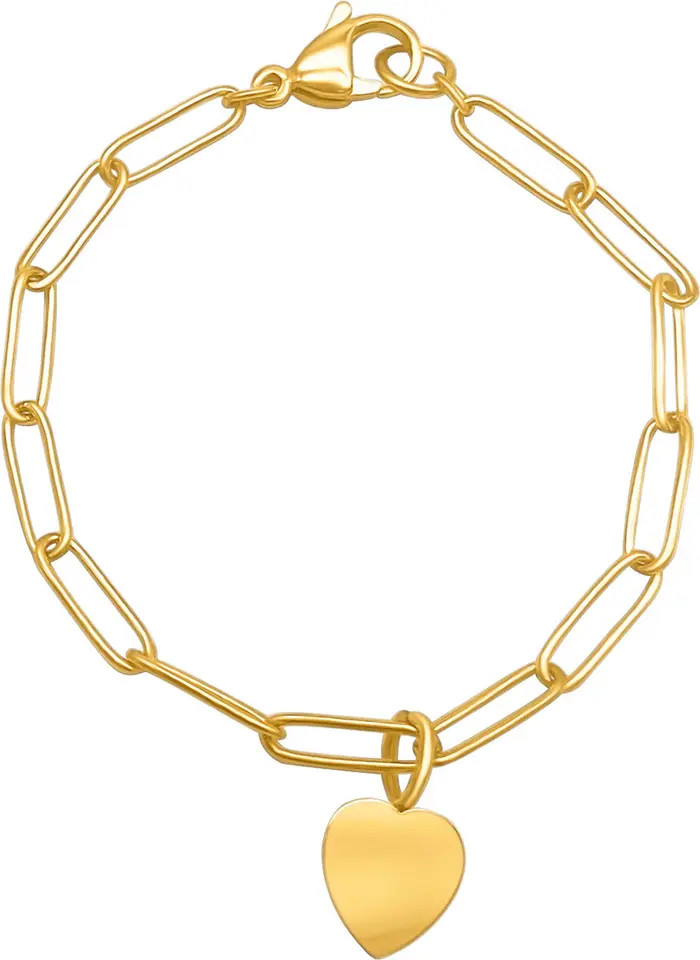 Adornia 14K Gold Plated Paperclip Chain Heart Charm Bracelet | Nordstromrack | Nordstrom Rack