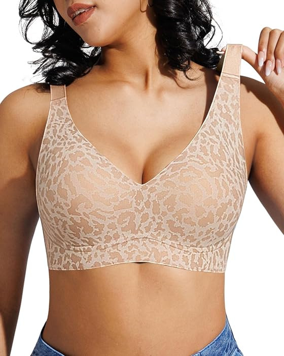 Popilush Wireless Bras Women Seamless No Underwire Push Up Bra Supportive Deep V Bralette Everyda... | Amazon (US)