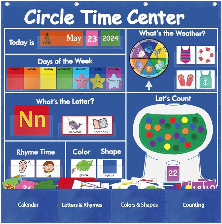 Circle Time Learning Center Classroom Pocket Chart, Circle Time Calendar Preschool, Educational P... | Amazon (US)