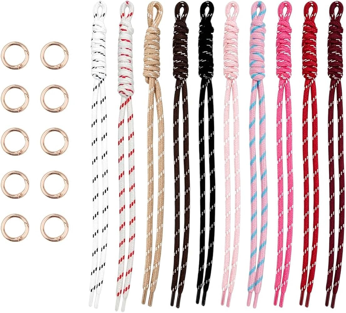 10Pcs Paracord Keychain Lanyard With Key Ring Diy Bag Charm Kit Rope Keychain Bag Charms Colorful... | Amazon (CA)