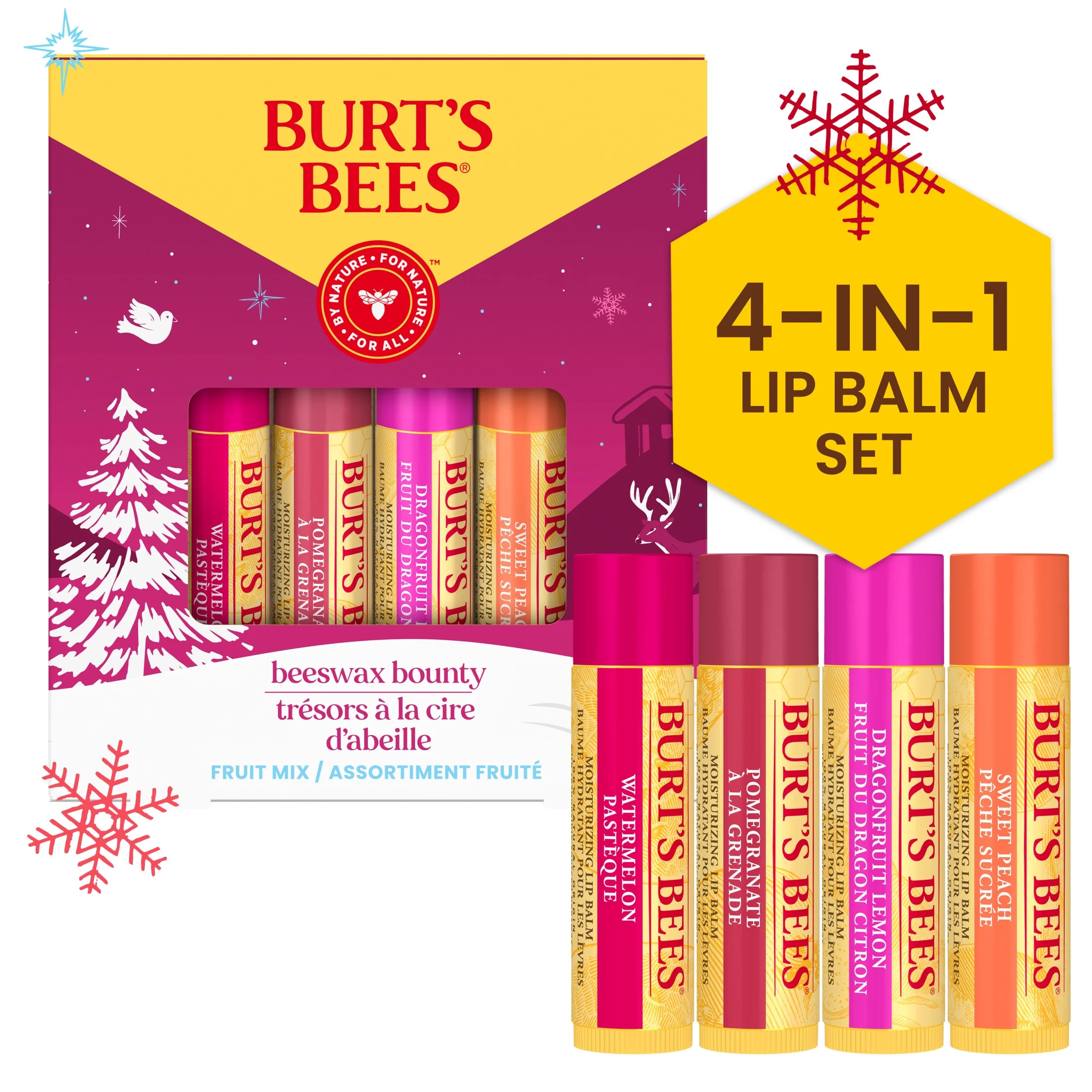 Burt's Bees 100% Natural Origin Moisturizing Lip Balm, Fruit Mix, 4 Tubes | Walmart (US)