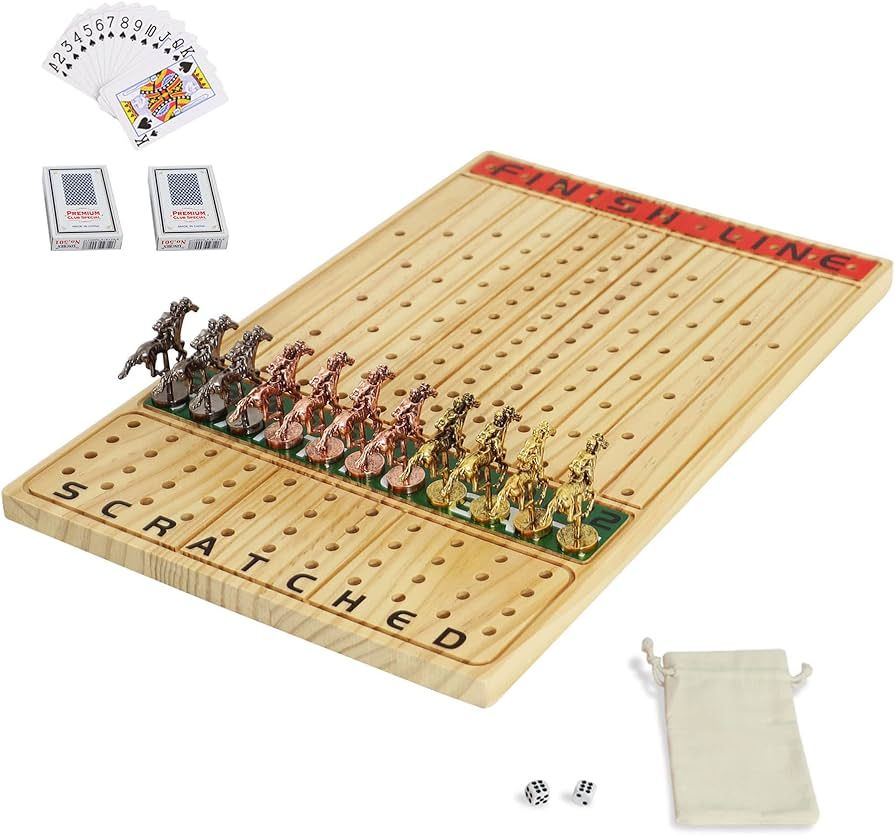 Jyquorp Horse Race Board Game Racing Game Thickened Solid Wood with 11 Luxurious Durable Classic ... | Amazon (US)