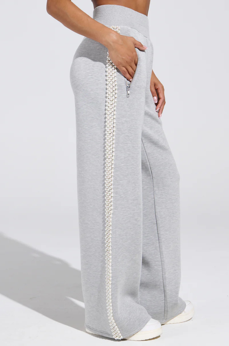 PEARL GIRL WIDE LEG JOGGER IN GREY | AKIRA