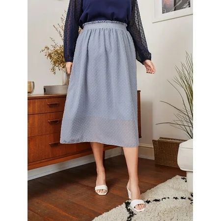 Women s Plus Solid Swiss Dot Flared Skirt 12011202W231614 | Walmart (US)