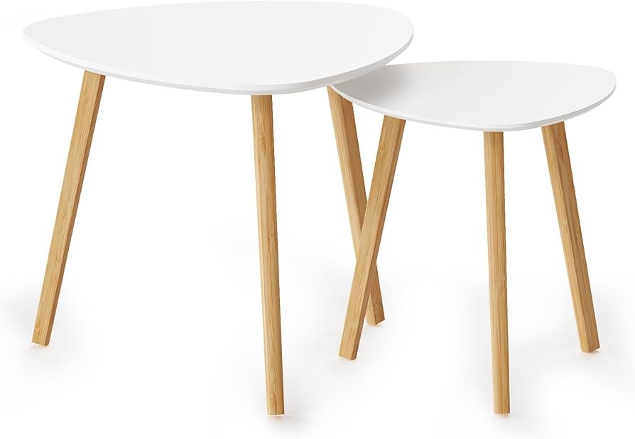 BAMEOS Bamboo Nesting Triangle End Table,Set of 2 Coffee Table Modern Minimalist Side Table for L... | Amazon (US)