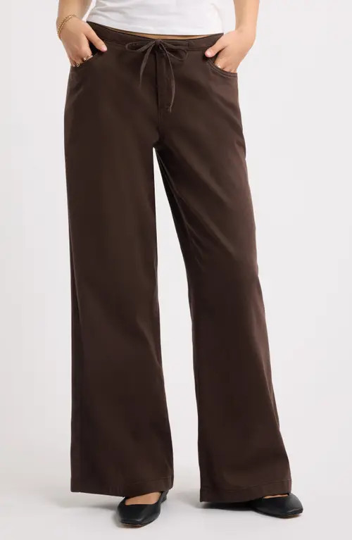 BP. Stretch Twill Wide Leg Pants in Brown Coffee at Nordstrom, Size Large | Nordstrom