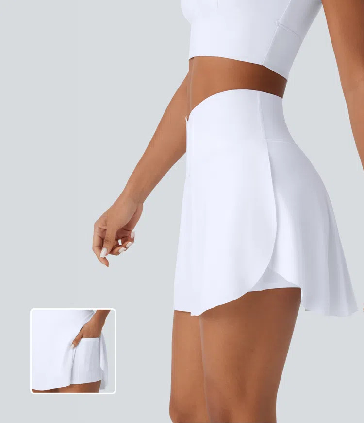 Women’s High Waisted Crossover 2-in-1 Pocket Cool Touch Quick Dry Mini Skirt - Halara | HALARA