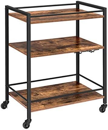 HOOBRO Bar Cart for The Home, Serving Cart with Wine Glasses Hooks, Rolling Kitchen Cart with Loc... | Amazon (US)