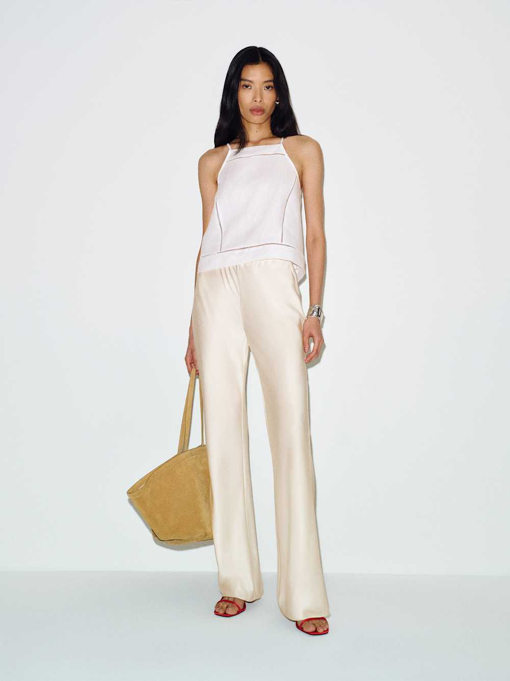 Gale Satin Mid Rise Long Pant | Reformation (Global)