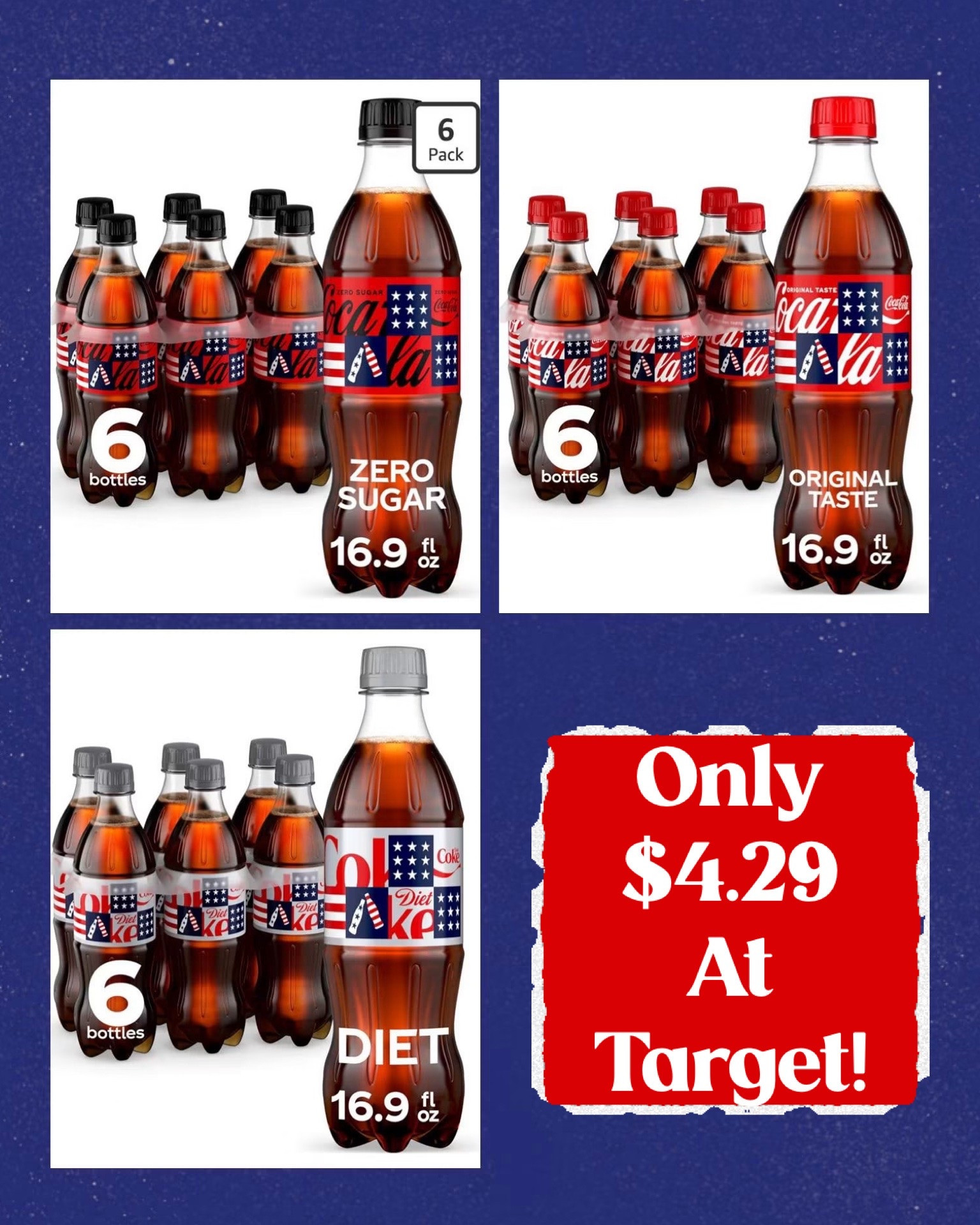Six packs of Coke, Coke Zero & Diet Coke are all on sale for only $4.29 today at Target! Fantastic deal - and they feature the new labels to celebrate America’s 250th Birthday 🇺🇸 If you’re a soda fan, great time to stock up!

#LTKSaleAlert #LTKHome #LTKfoodie