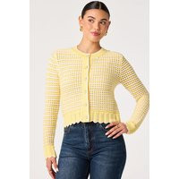 ASTR the Label | Karly Striped Open Knit Cardigan in Off white yellow | Size XS | ASTR The Label (US)