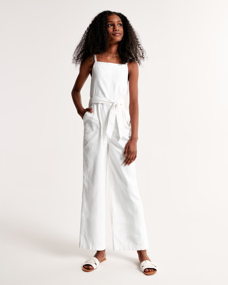 girls linen-blend jumpsuit | girls | Abercrombie.com | Abercrombie & Fitch (US)