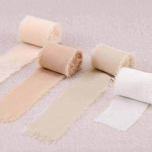 DreamBuilt Handmade Fringe Chiffon Silk-Like Ribbon 1.5" x 3Yd Sand Color Shade Ribbons Sample Swatc | Amazon (US)