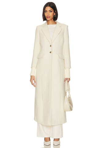 City Coat in White Boucle | Revolve Clothing (Global)