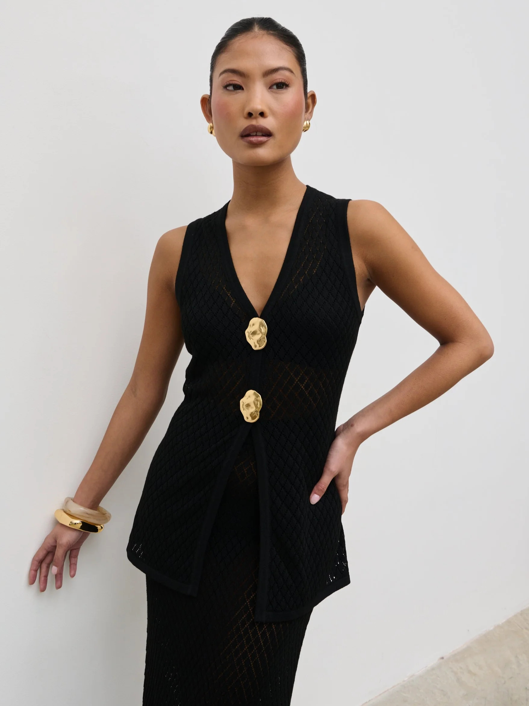 Imani Pointelle Knit Waistcoat | Pretty Lavish (UK)