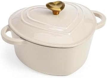 Paris Hilton Enameled Cast Iron Dutch Oven Heart-Shaped Pot with Lid, Dual Handles, Works on All ... | Amazon (US)