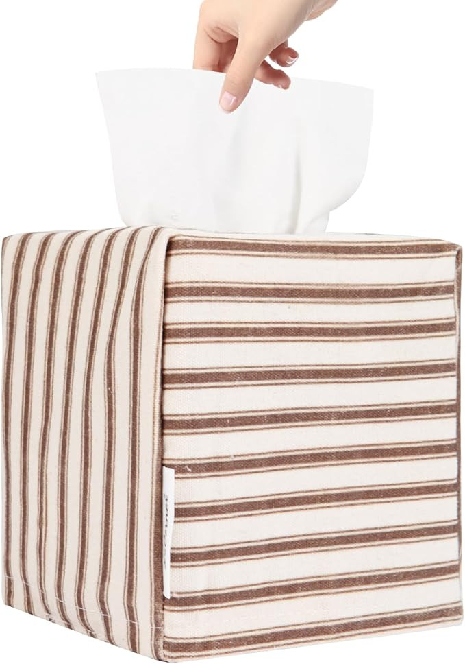 Tissue Box Cover, Fabric Tissue Box Holder Square, Stylish Reusable Toilet Paper Storage, Modern ... | Amazon (US)