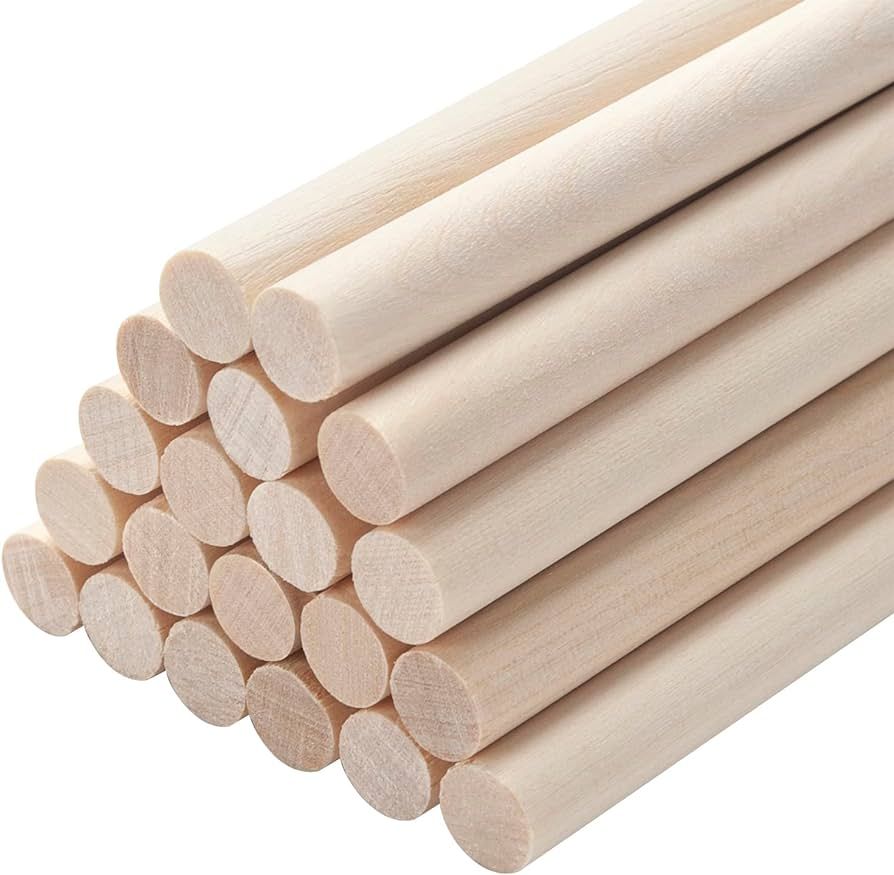 MOTYAWN Wooden Dowel Rods Solid Hardwood Sticks | 3/8 x 12 inch Round Wood Dowels Sticks, Pack of... | Amazon (US)