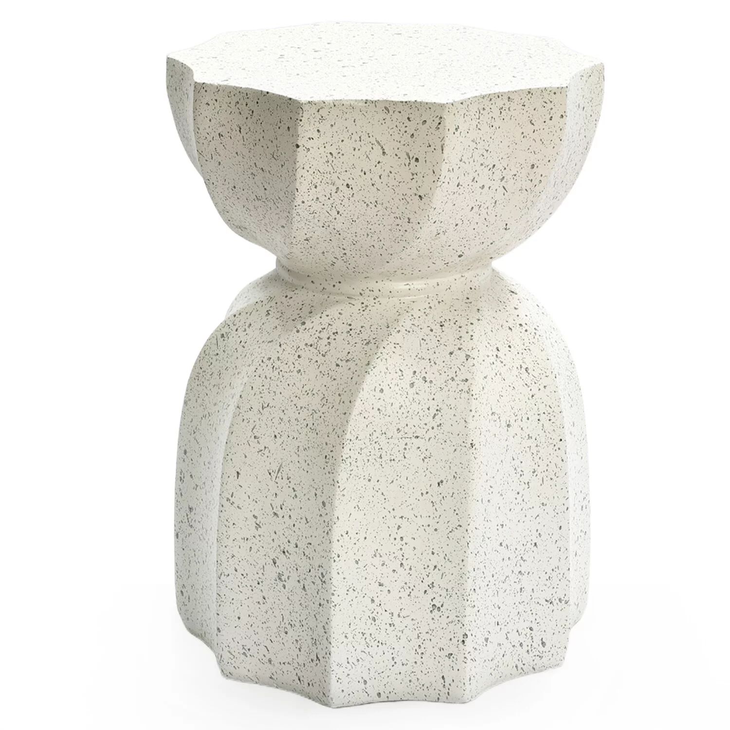 LuxenHome Off White with Gray Cement Indoor Outdoor Round Side Table | Walmart (US)