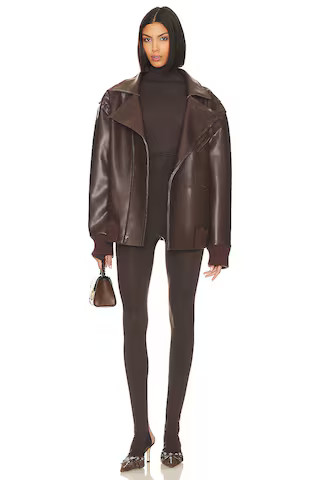 Norma Kamali Oversized Moto Jacket in Chocolate from Revolve.com | Revolve Clothing (Global)
