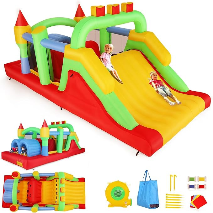 18 x 8.2 x 7.2FT Inflatable Obstacle Course Bounce House for Kids 3-12 with Blower, Large Blow up... | Amazon (US)