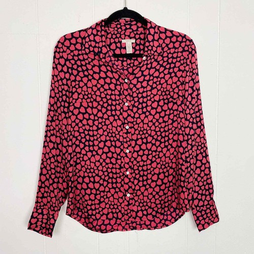 J. CREW Silk Blend Heart Throb Boy Button Down Shirt Red Womens Size 2   | eBay | eBay AU