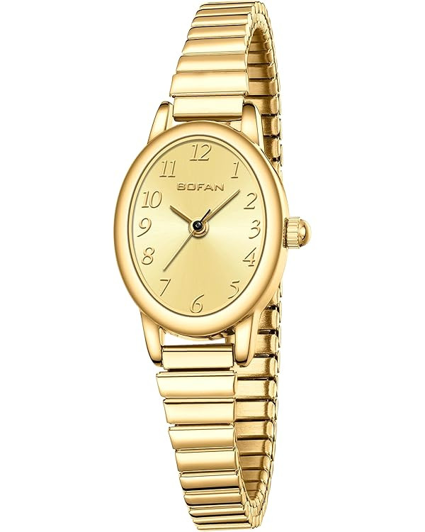 BOFAN Small Gold Watches for Women Easy Read Ladies Quartz Wrist Watches with Stainless Steel Exp... | Amazon (US)