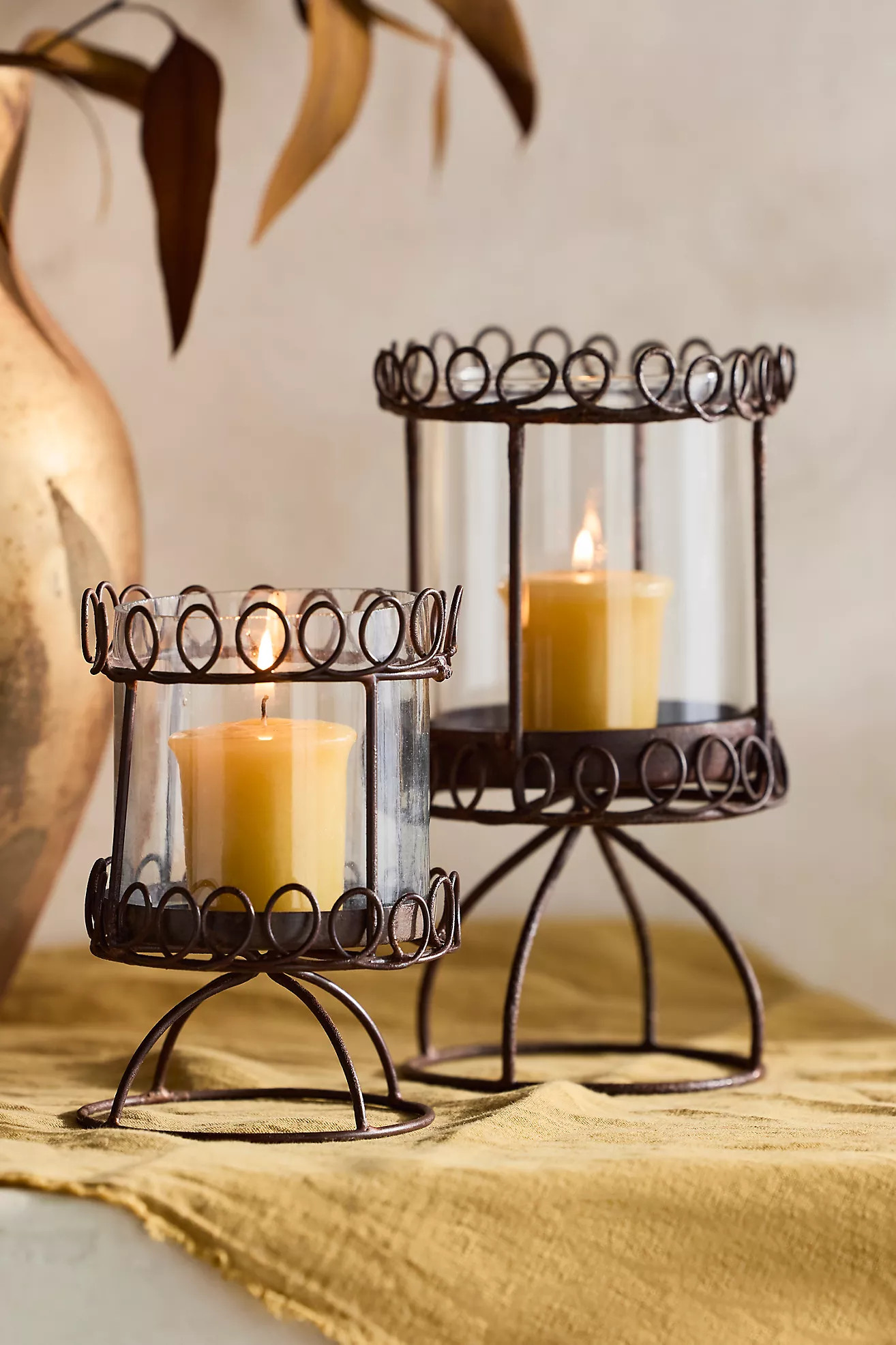 Footed Iron + Glass Votive Holder | Terrain