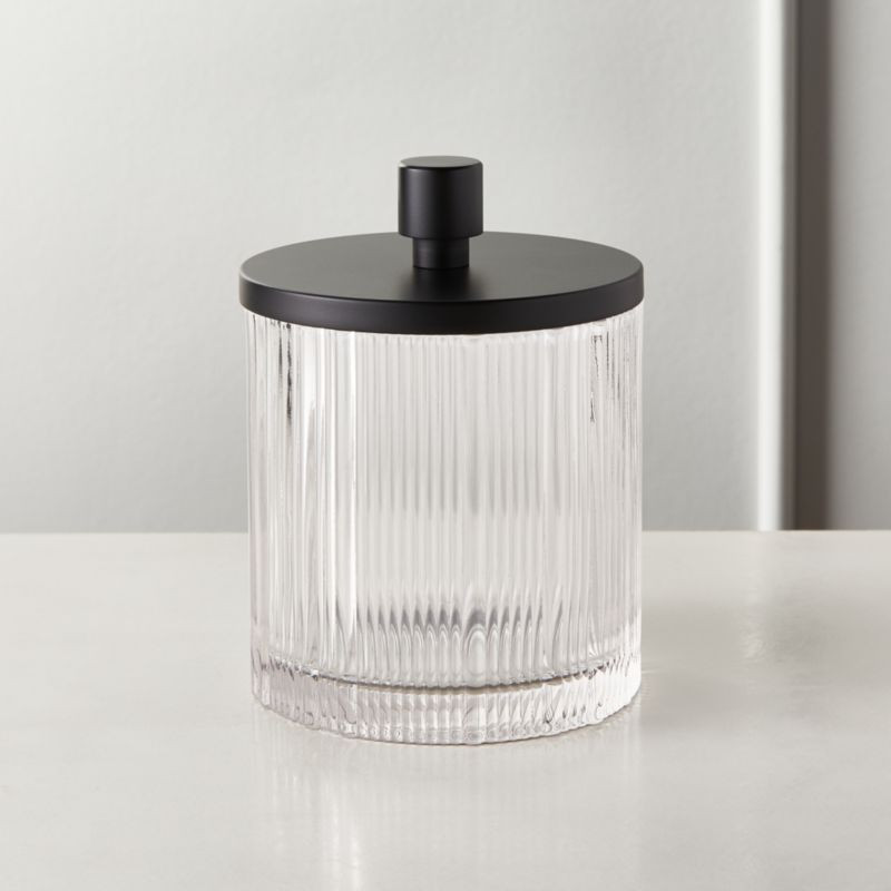 Athena Black Ribbed Glass Round Canister + Reviews | CB2 | CB2