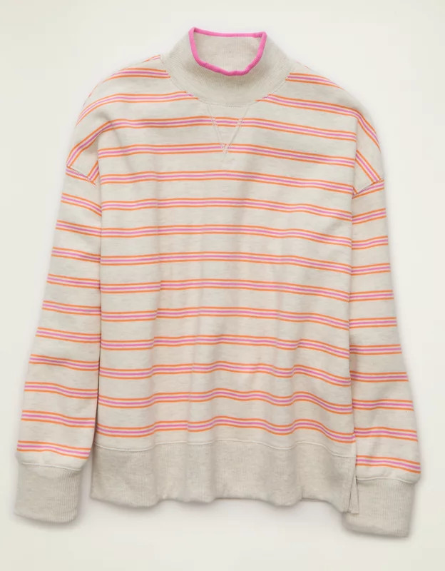 AE Everyday Luxe Mock Neck Sweatshirt Women's Starlet Pink XL | American Eagle Outfitters (US & CA)