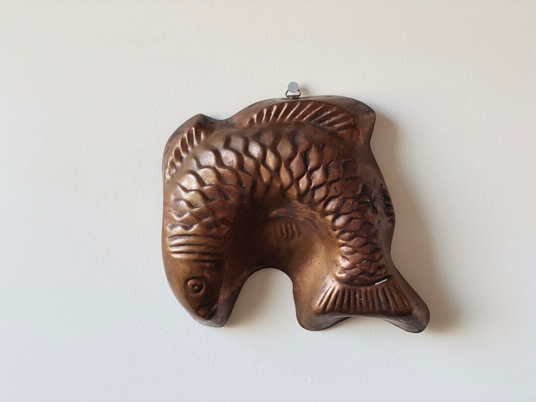 VINTAGE Large Arched Fish Copper Mold Tin Lined Copper Mold With Hanging Ring Farmhouse Kitchen H... | Etsy (US)