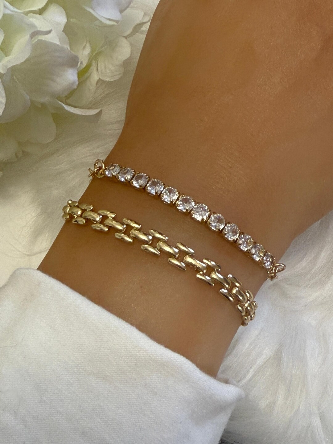 Gold Chain Bracelet, Dainty Gift for Her Minimalist Stacking Jewelry, 14k Gold Filled | Etsy (US)