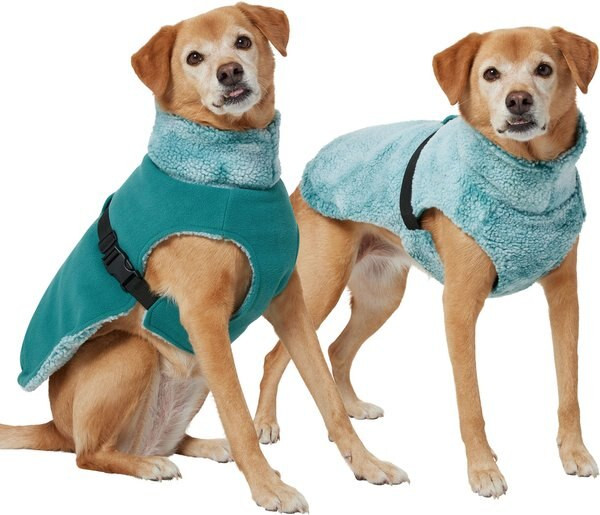 Frisco Mediumweight Reversible Two-Tone Fleece & Sherpa Dog & Cat Vest, Teal, Large | Chewy.com