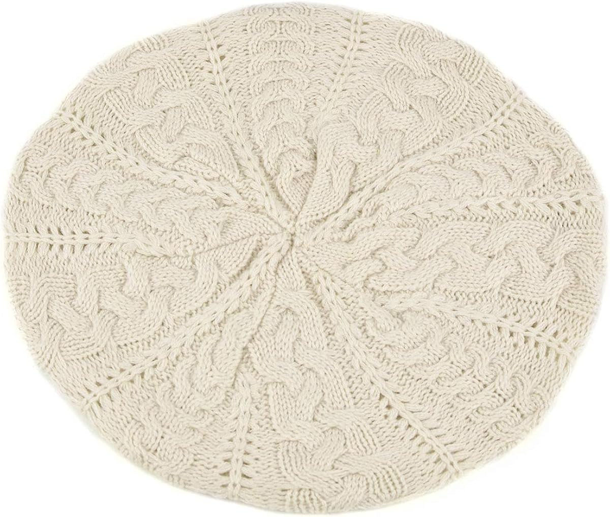 BG Soft Lightweight Crochet Beret for Women Solid Color Beret Hat - One Size Slouchy Beanie | Amazon (US)