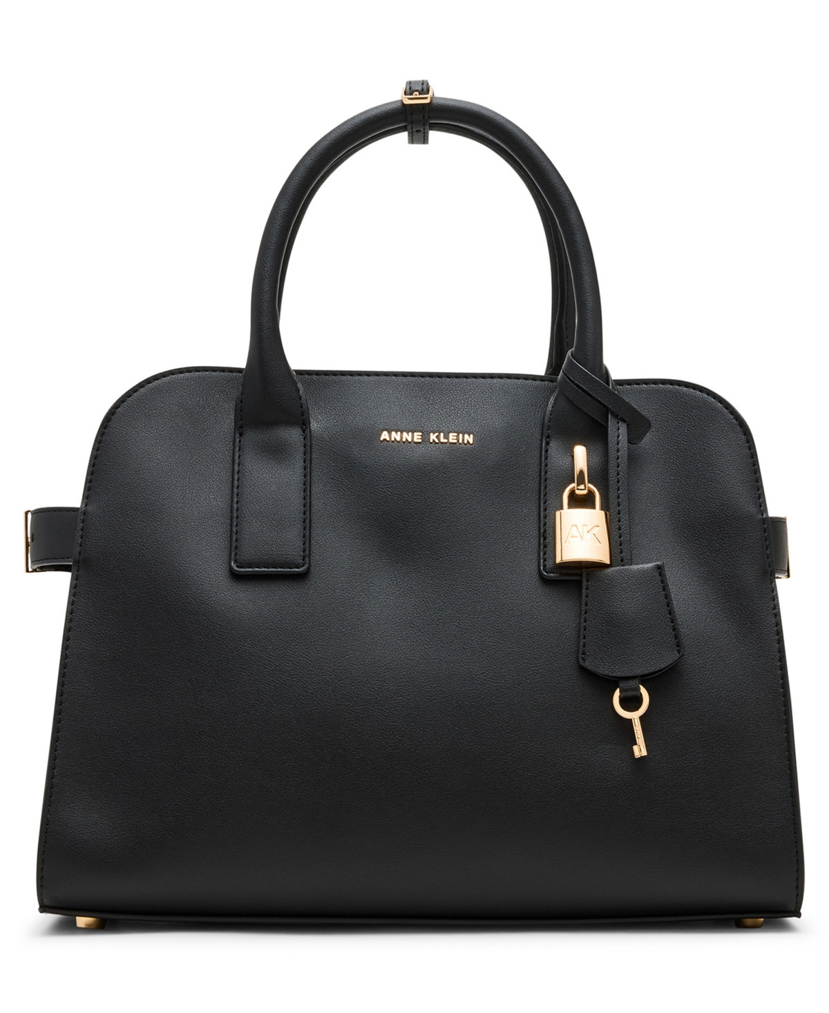 Anne Klein Convertible Strap Medium Curved Satchel Bag - Black | Macy's
