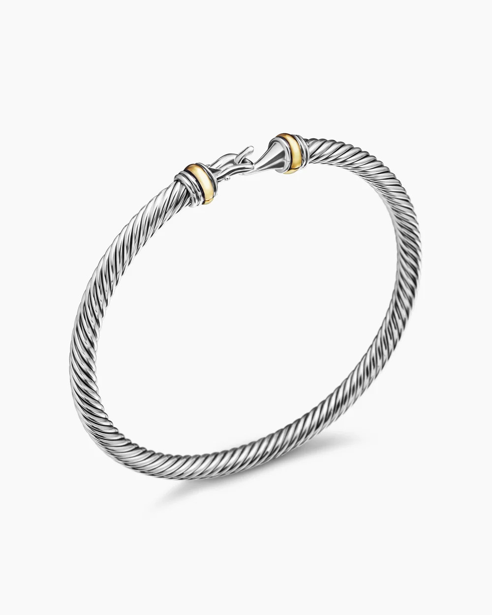 David Yurman | Buckle Classic Cable Bracelet in Sterling Silver with 18K Yellow Gold, 4mm | David Yurman