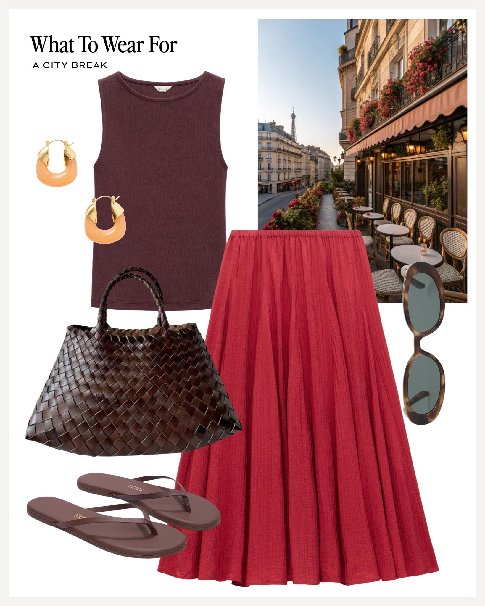 A city break ☀️ 

Summer outfit, heatwave, red midi skirt, holiday look

#LTKsummer